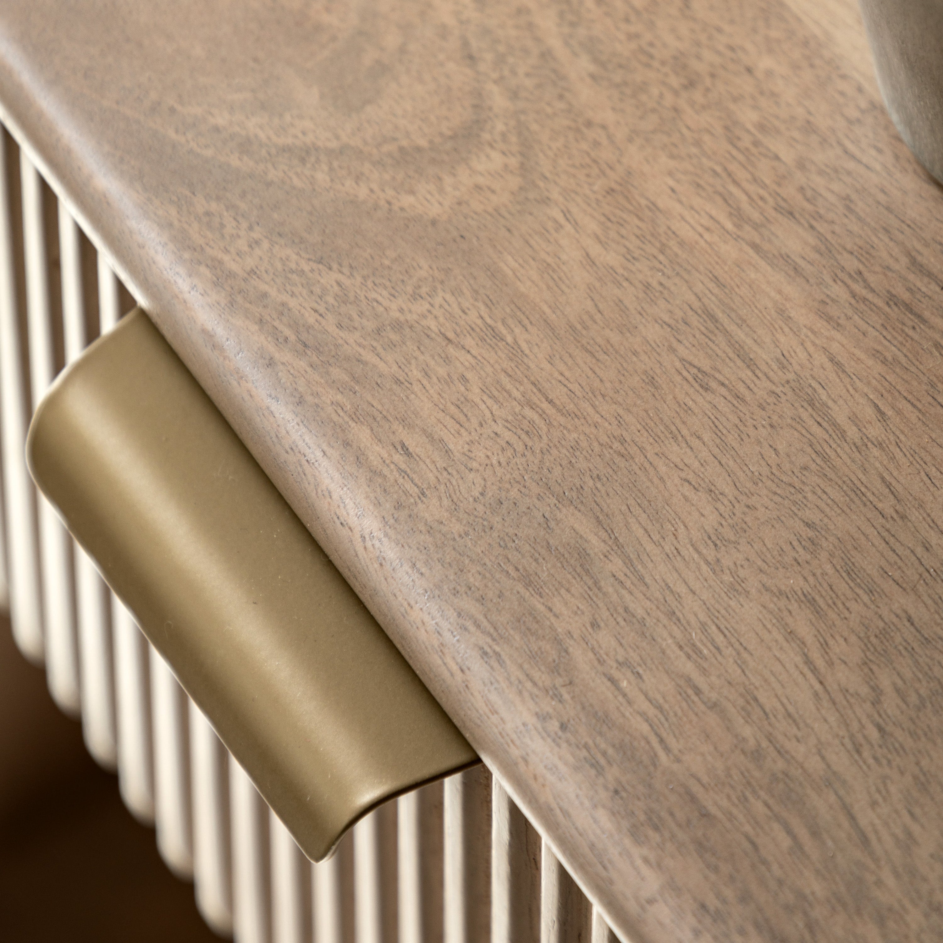 Antrury Natural Mango Wood Curved Bedside Table Wide